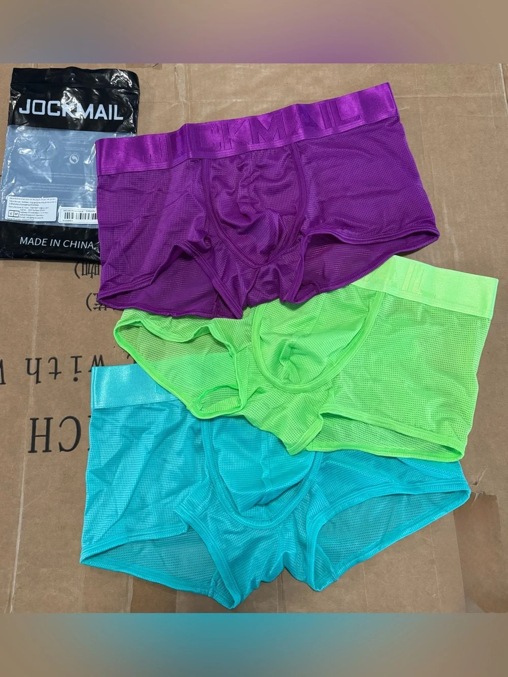 Men's JOCKMAIL Monochromatic Mesh Sports Boxers- 3 pack
